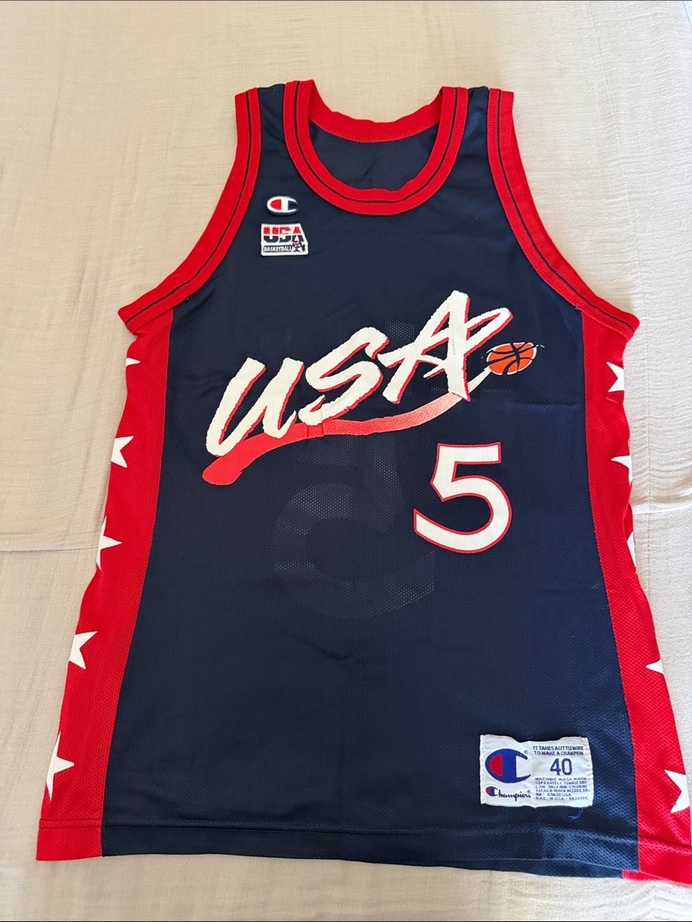 USA Basketball Champion Navy and Red  Jersey #5 Grant Hill